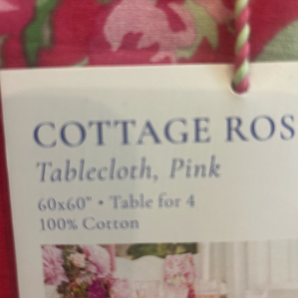 April Cornell Cottage Rose tablecloth table cover 60" X 60" - Picture 3 of 5